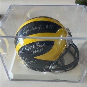 Michigan Football Mini Football Helmet with Jim Harbaugh Signature